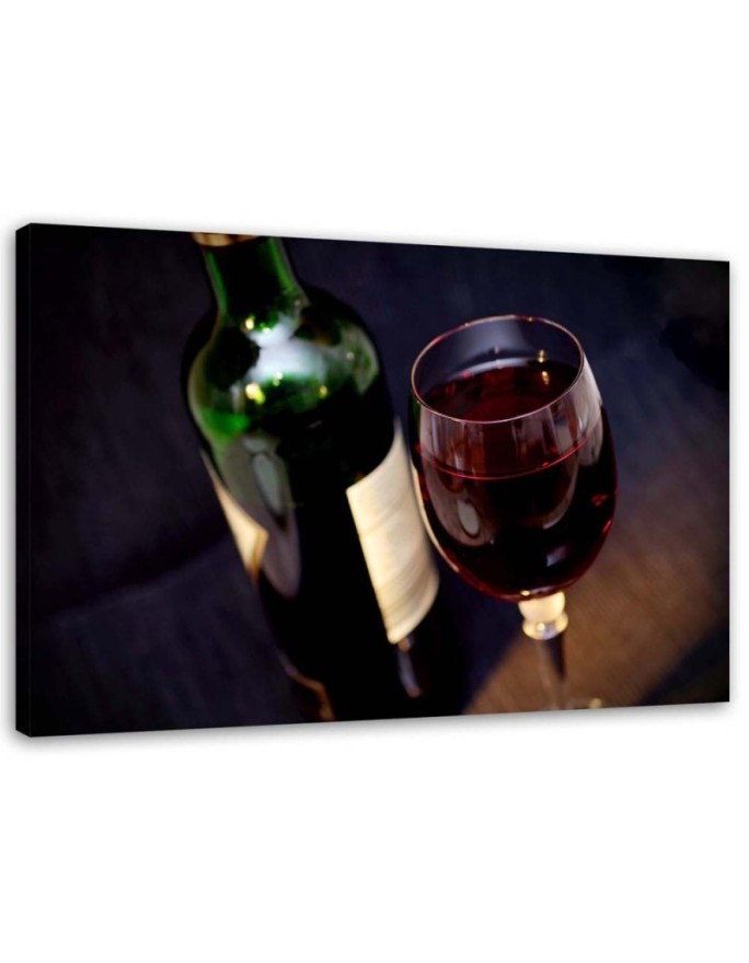 Modernes Wandbild - Eine Flasche Wein und ein Glas | Feeby