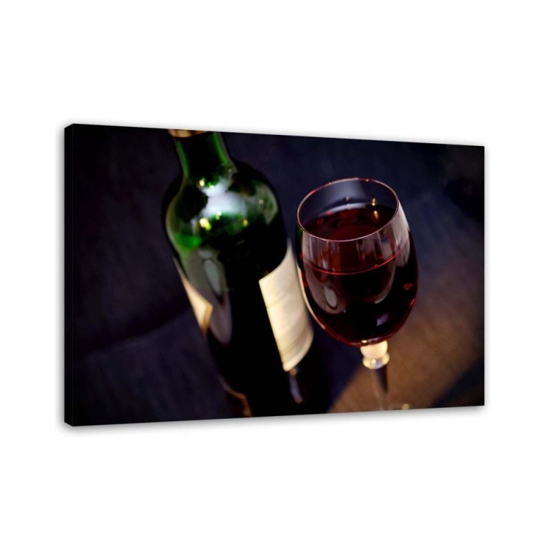 Modernes Wandbild - Eine Flasche Wein und ein Glas | Feeby