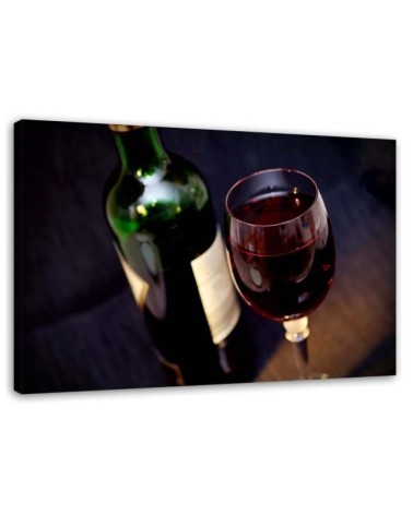 Modernes Wandbild - Eine Flasche Wein und ein Glas | Feeby