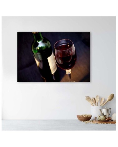 Modernes Wandbild - Eine Flasche Wein und ein Glas | Feeby