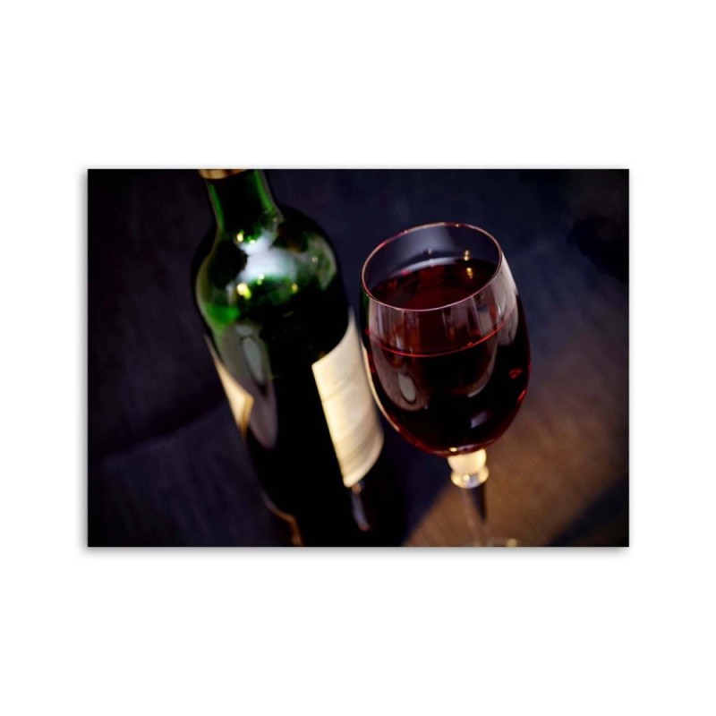 Modernes Wandbild - Eine Flasche Wein und ein Glas | Feeby