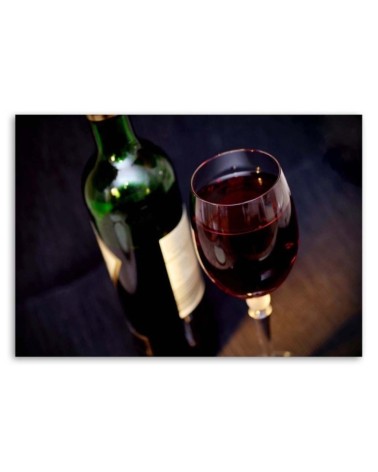 Modernes Wandbild - Eine Flasche Wein und ein Glas | Feeby