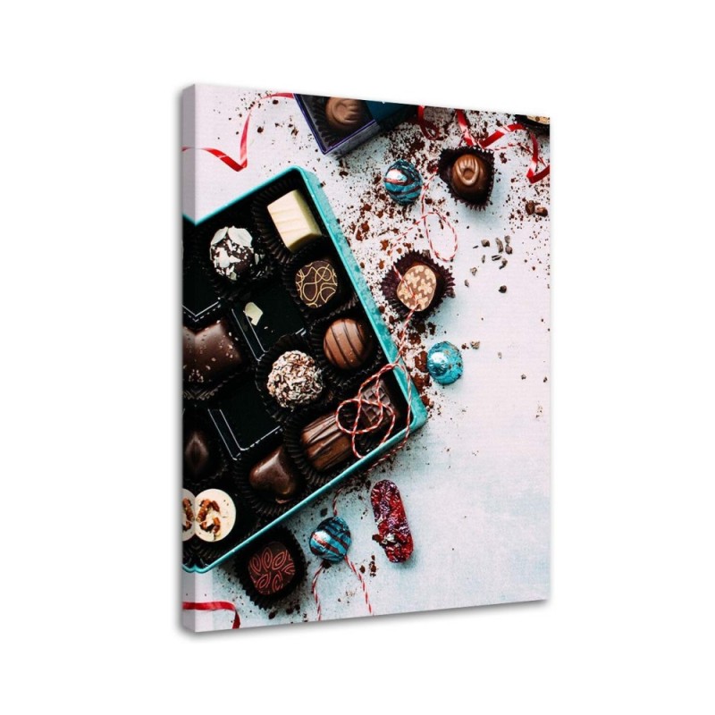 Leinwandbild modern - Farbige Pralinen | Feeby