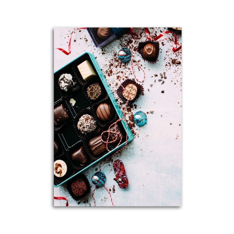 Leinwandbild modern - Farbige Pralinen | Feeby