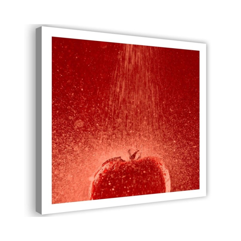 Modernes Wandbild - Tomate unter einem Wasserstrahl | Feeby
