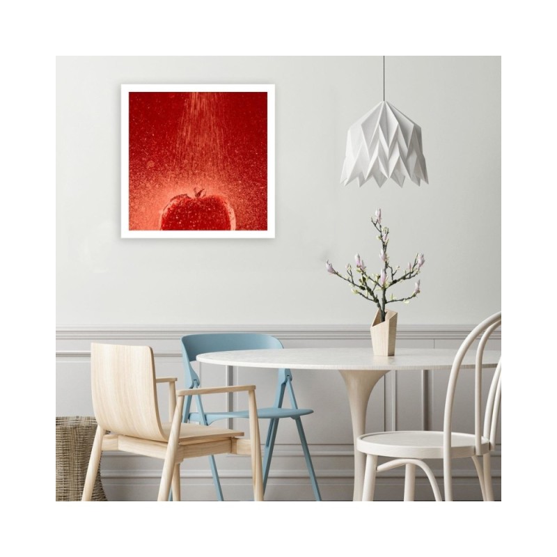 Modernes Wandbild - Tomate unter einem Wasserstrahl | Feeby