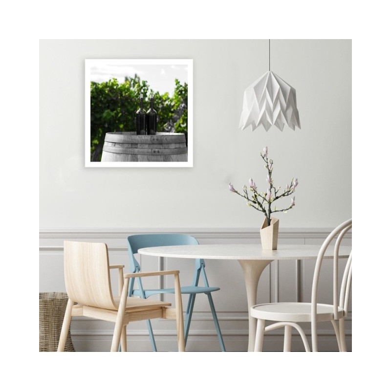 Bild auf Leinwand - Weinflaschen auf einem Fass | Feeby