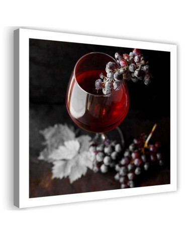 Canvas print for the kitchen - Wine glass and grapes | FEEBY