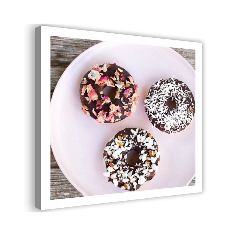 Modernes Wandbild - Donuts auf einem Teller | Feeby