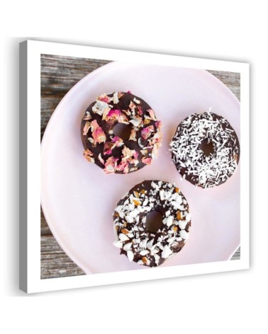 Modernes Wandbild - Donuts auf einem Teller | Feeby