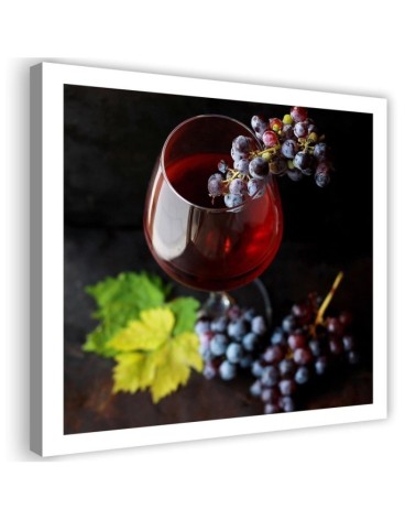 Paintings Canvas for the kitchen - Red wine and grapes | FEEBY