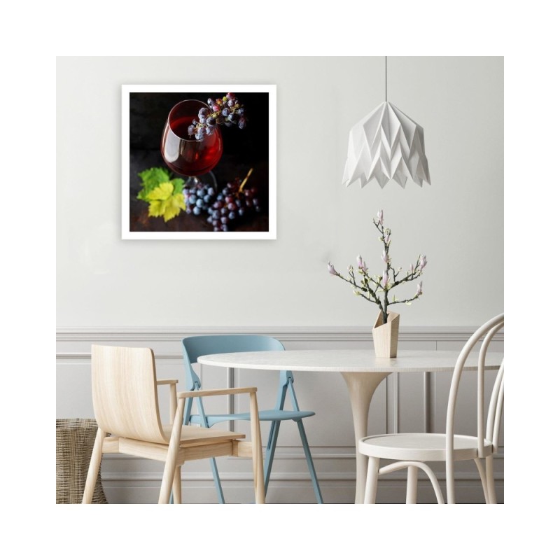 Leinwandbild - Rotwein und Weintrauben | Feeby