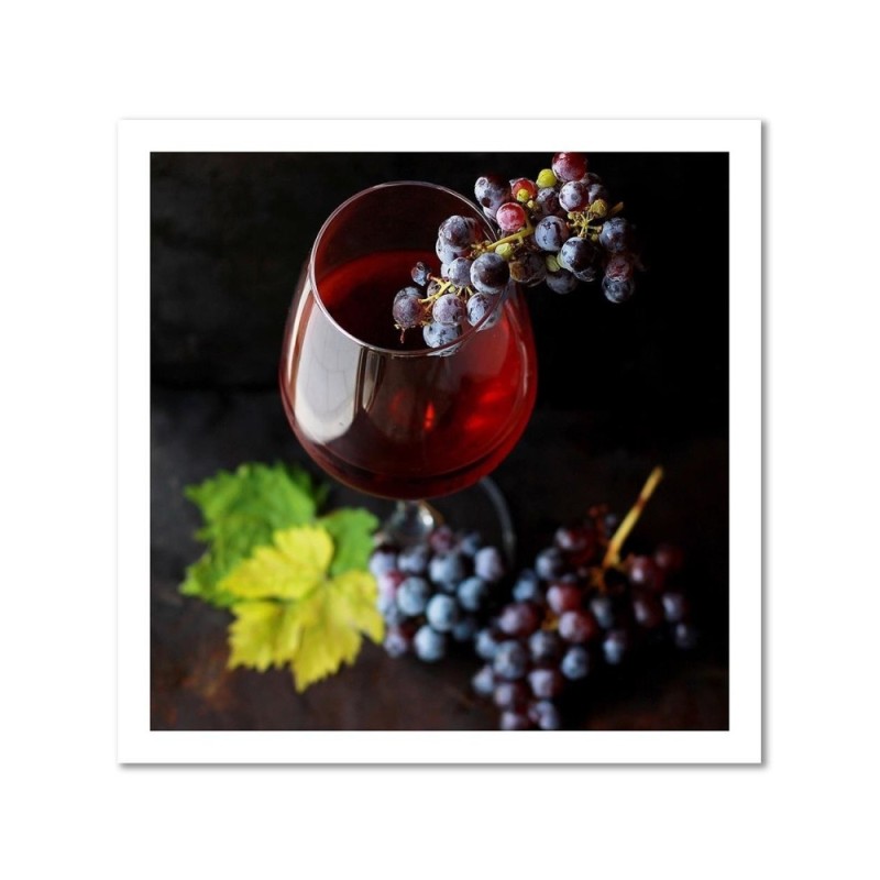 Leinwandbild - Rotwein und Weintrauben | Feeby