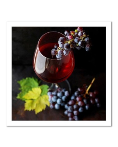 Leinwandbild - Rotwein und Weintrauben | Feeby