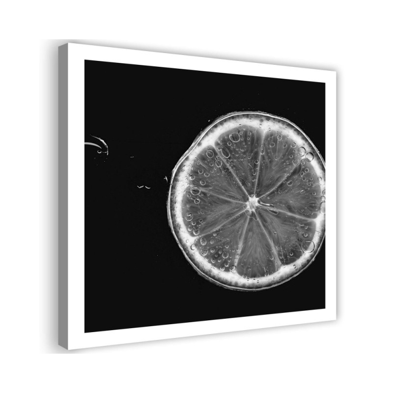 Modernes Wandbild - Zitronenscheibe schwarz und weiß | Feeby