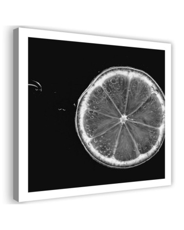 Modernes Wandbild - Zitronenscheibe schwarz und weiß | Feeby