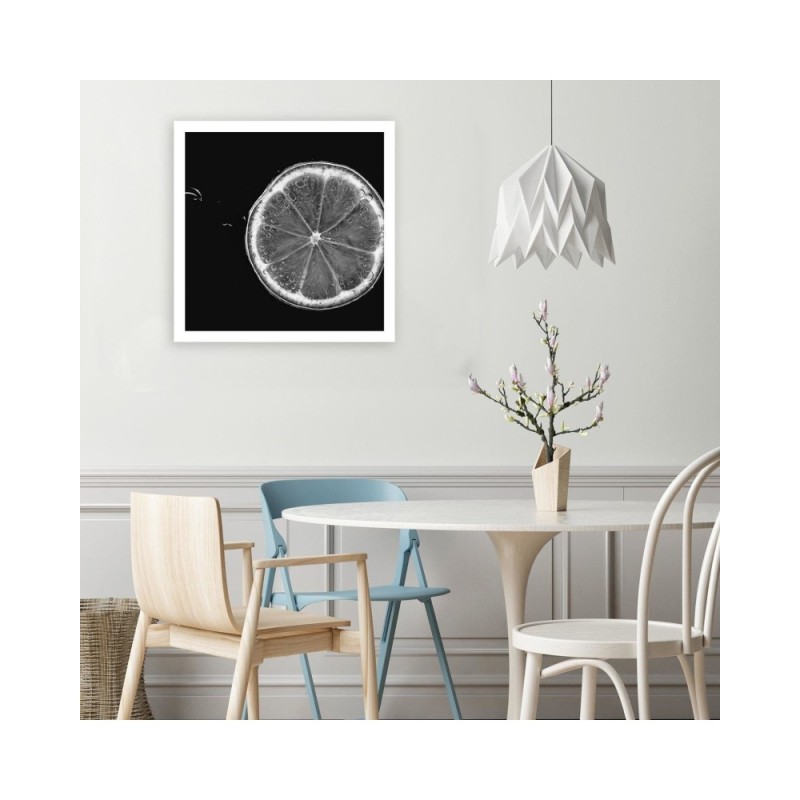 Modernes Wandbild - Zitronenscheibe schwarz und weiß | Feeby