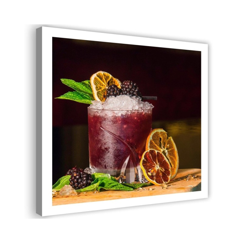 Bild auf Leinwand - Rotes Getränk und Zitronenscheibe | Feeby