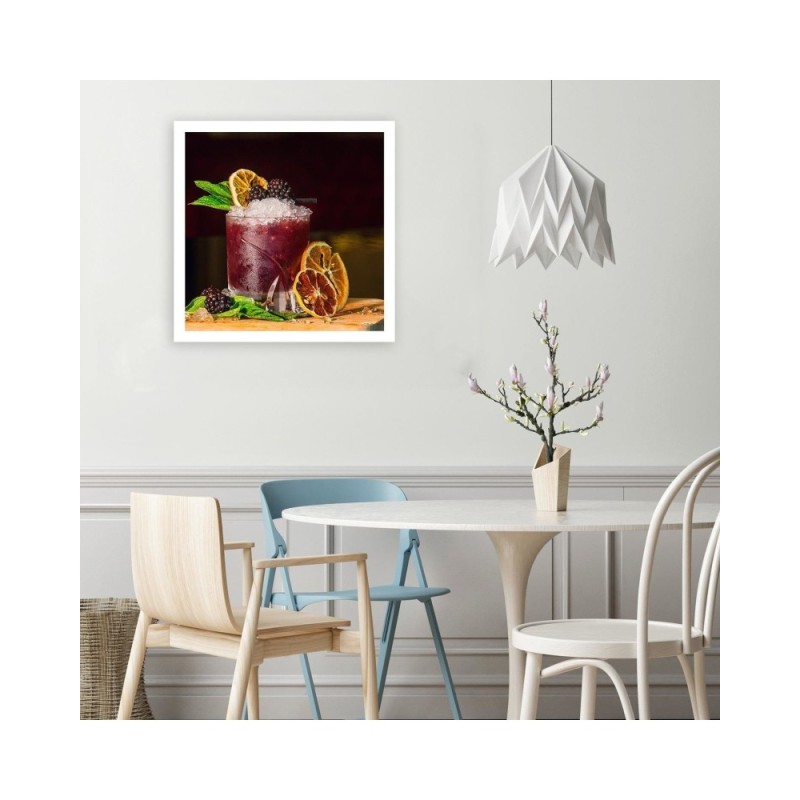 Bild auf Leinwand - Rotes Getränk und Zitronenscheibe | Feeby