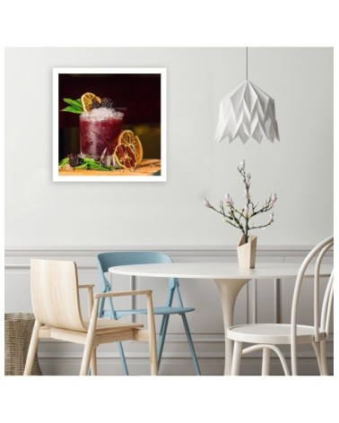 Bild auf Leinwand - Rotes Getränk und Zitronenscheibe | Feeby