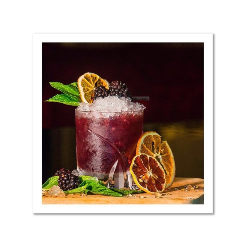 Bild auf Leinwand - Rotes Getränk und Zitronenscheibe | Feeby