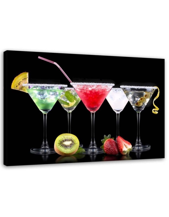 Leinwandbild - Farbige Getränke und Früchte | Feeby