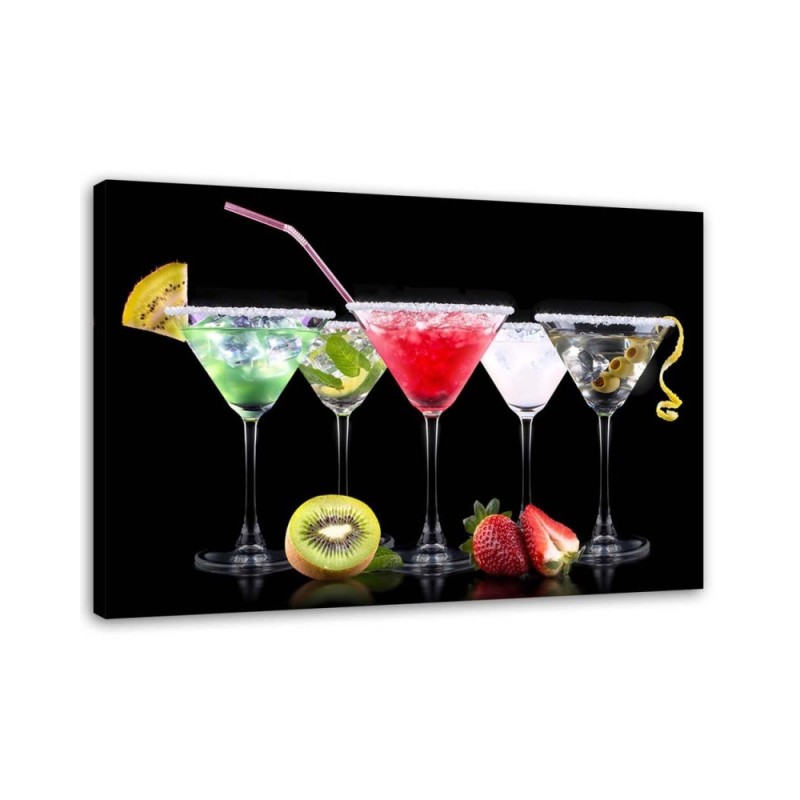 Leinwandbild - Farbige Getränke und Früchte | Feeby