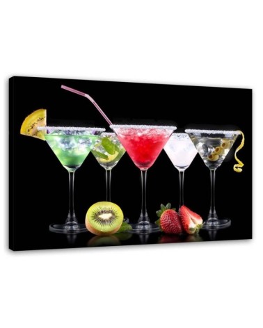Leinwandbild - Farbige Getränke und Früchte | Feeby