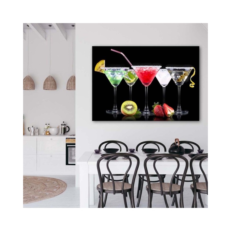 Leinwandbild - Farbige Getränke und Früchte | Feeby