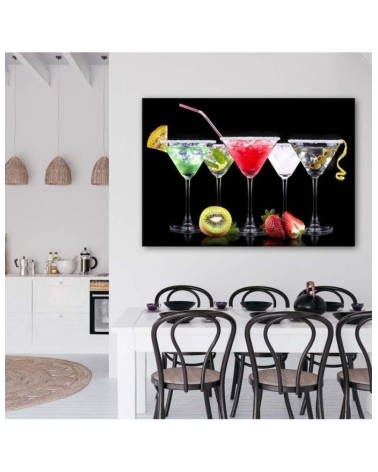 Leinwandbild - Farbige Getränke und Früchte | Feeby