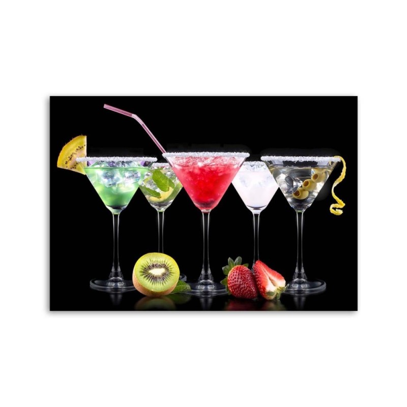 Leinwandbild - Farbige Getränke und Früchte | Feeby