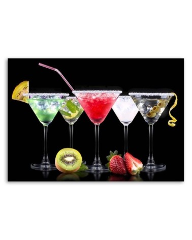 Leinwandbild - Farbige Getränke und Früchte | Feeby