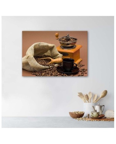 Leinwanddruck - Kaffeemühle und Bohnen | Feeby