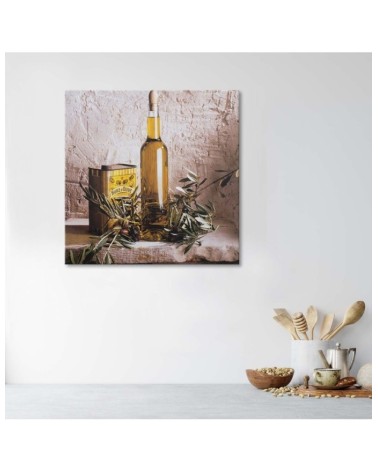 Leinwandbild - Olivenöl auf einem Tisch | Feeby