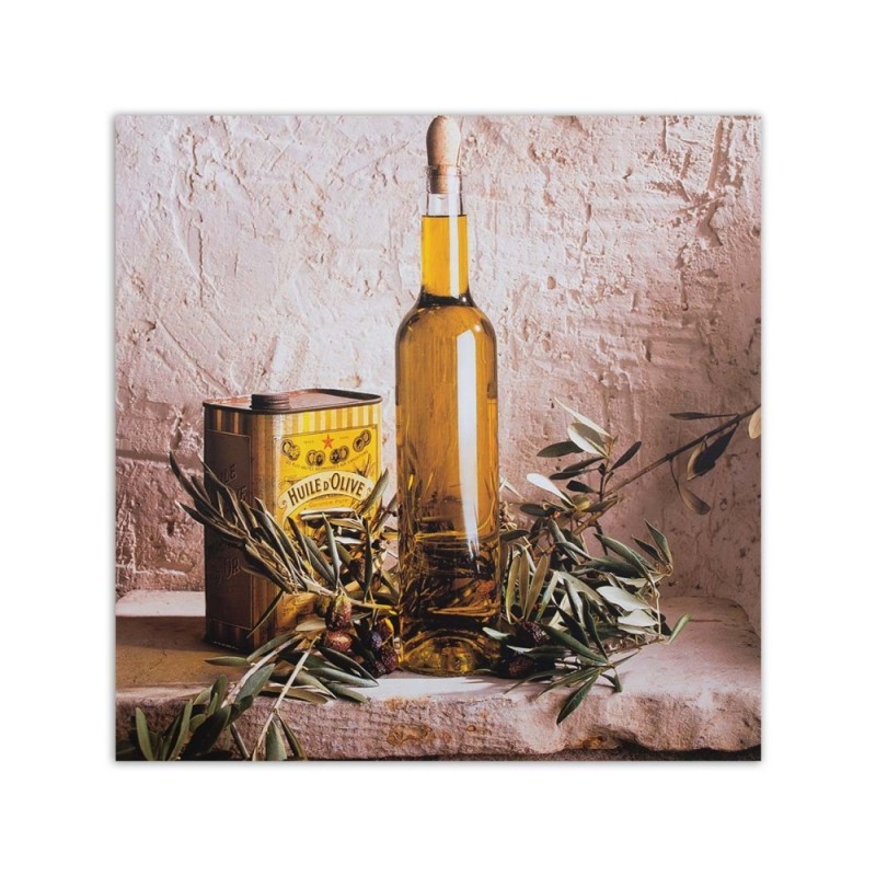 Leinwandbild - Olivenöl auf einem Tisch | Feeby