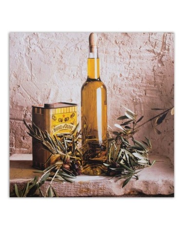 Leinwandbild - Olivenöl auf einem Tisch | Feeby