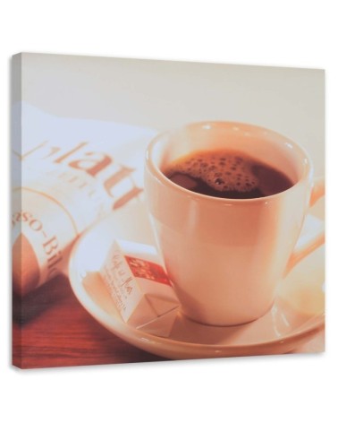 Leinwanddruck - Kaffee in einer weißen Tasse | Feeby