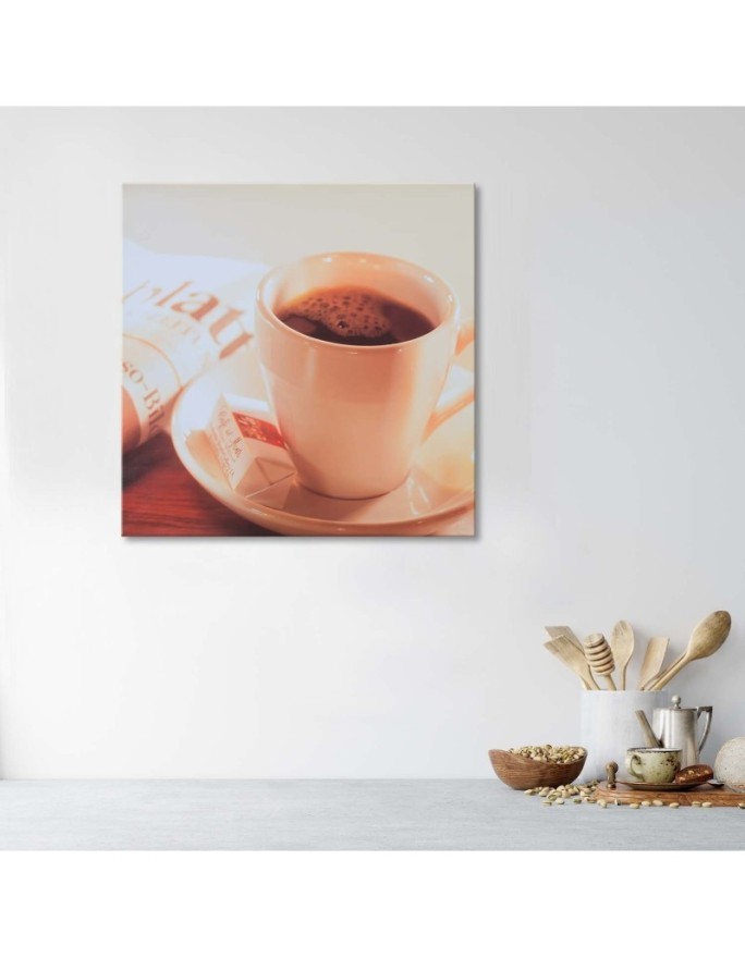 Stylish Canvas paintings for the kitchen - Coffee in a white cup | FEEBY