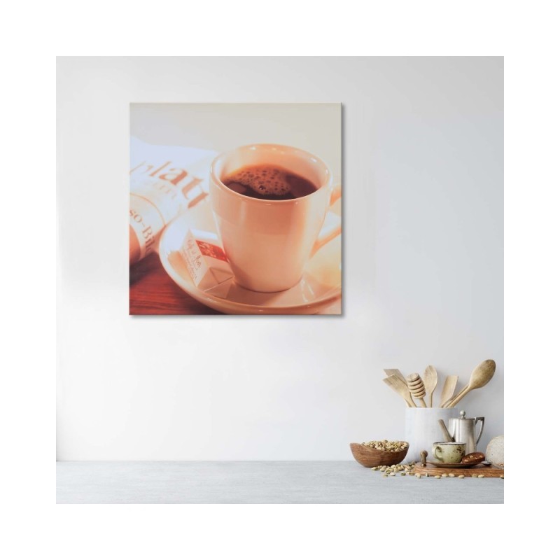 Leinwanddruck - Kaffee in einer weißen Tasse | Feeby