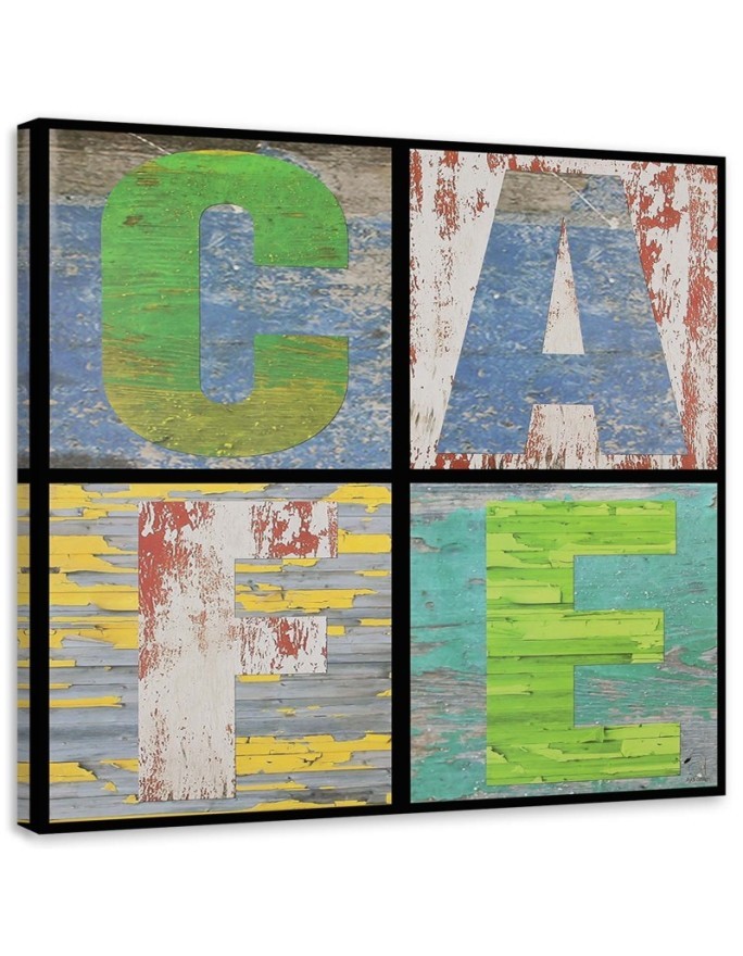 Bild auf Leinwand - Collage mit dem Wort Cafe | Feeby