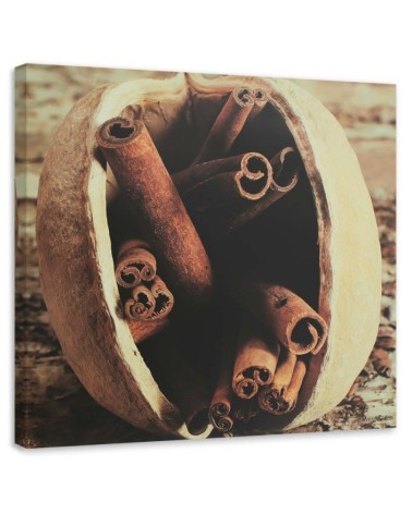 Bild auf Leinwand - Vanillestangen in einer Nuss | Feeby