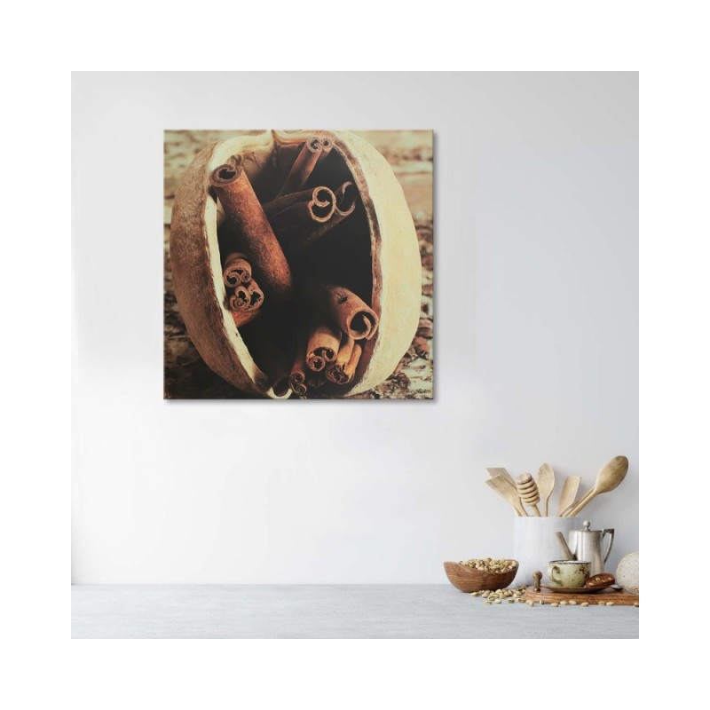 Bild auf Leinwand - Vanillestangen in einer Nuss | Feeby