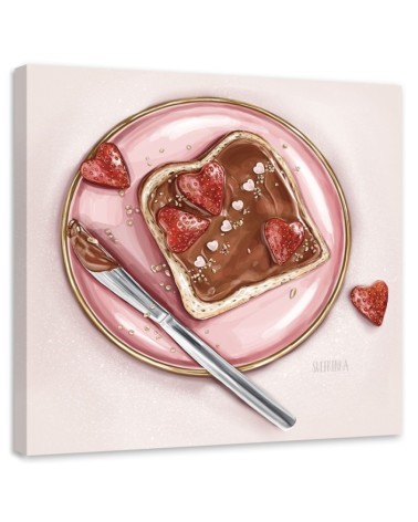 Canvas prints for the kitchen - Sandwich with nutella and strawberries Svetrinka.art | FEEBY