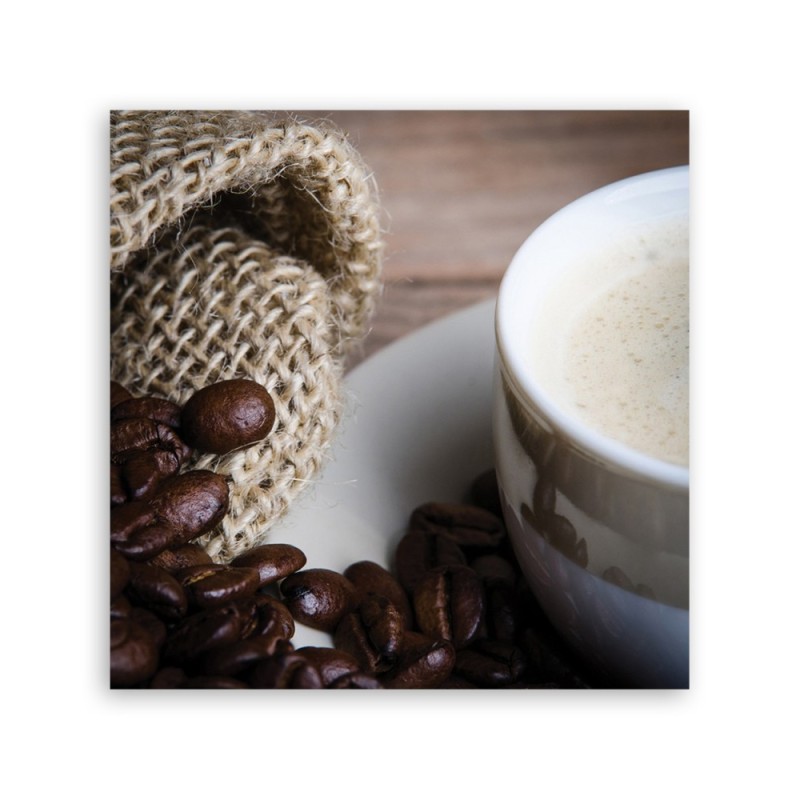 Leinwandbild - Kaffeebohnen und Tasse | Feeby