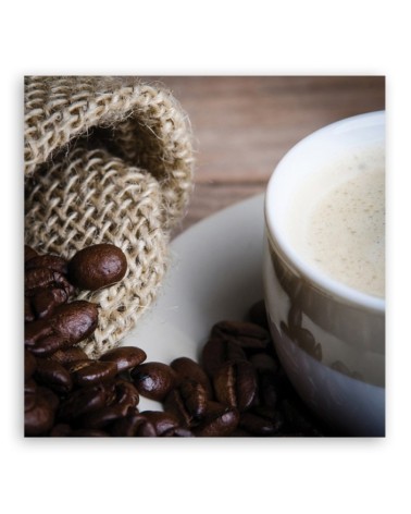 Leinwandbild - Kaffeebohnen und Tasse | Feeby