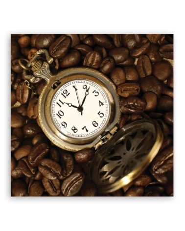 Bild auf Leinwand - Kaffeebohnen und Uhr | Feeby