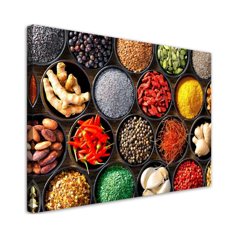 Leinwandbild - Kräuter Gewürze für die Küche | Feeby
