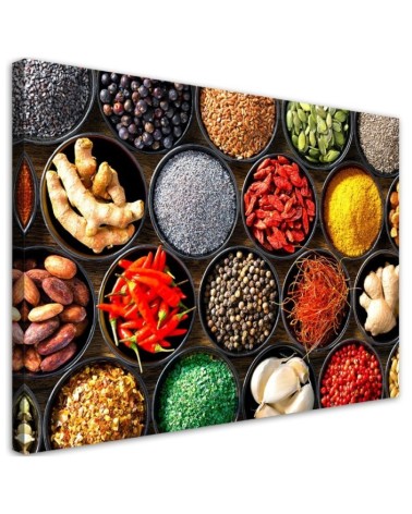 Leinwandbild - Kräuter Gewürze für die Küche | Feeby