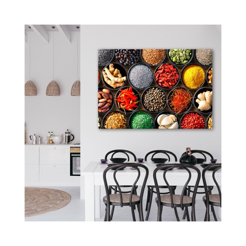 Leinwandbild - Kräuter Gewürze für die Küche | Feeby