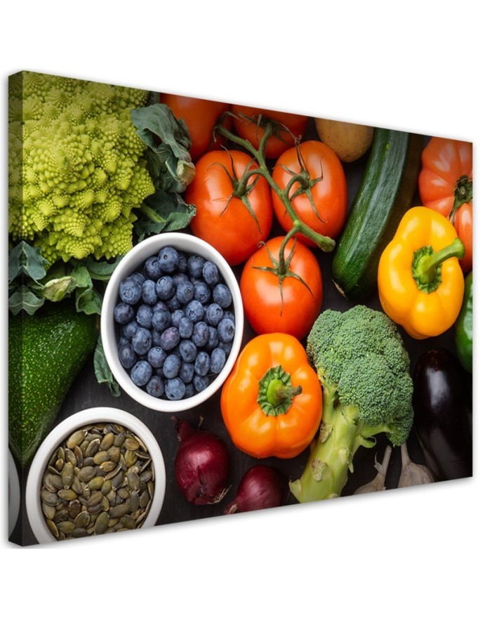 Leinwandbild modern - Frisches Gemüse und Früchte | Feeby